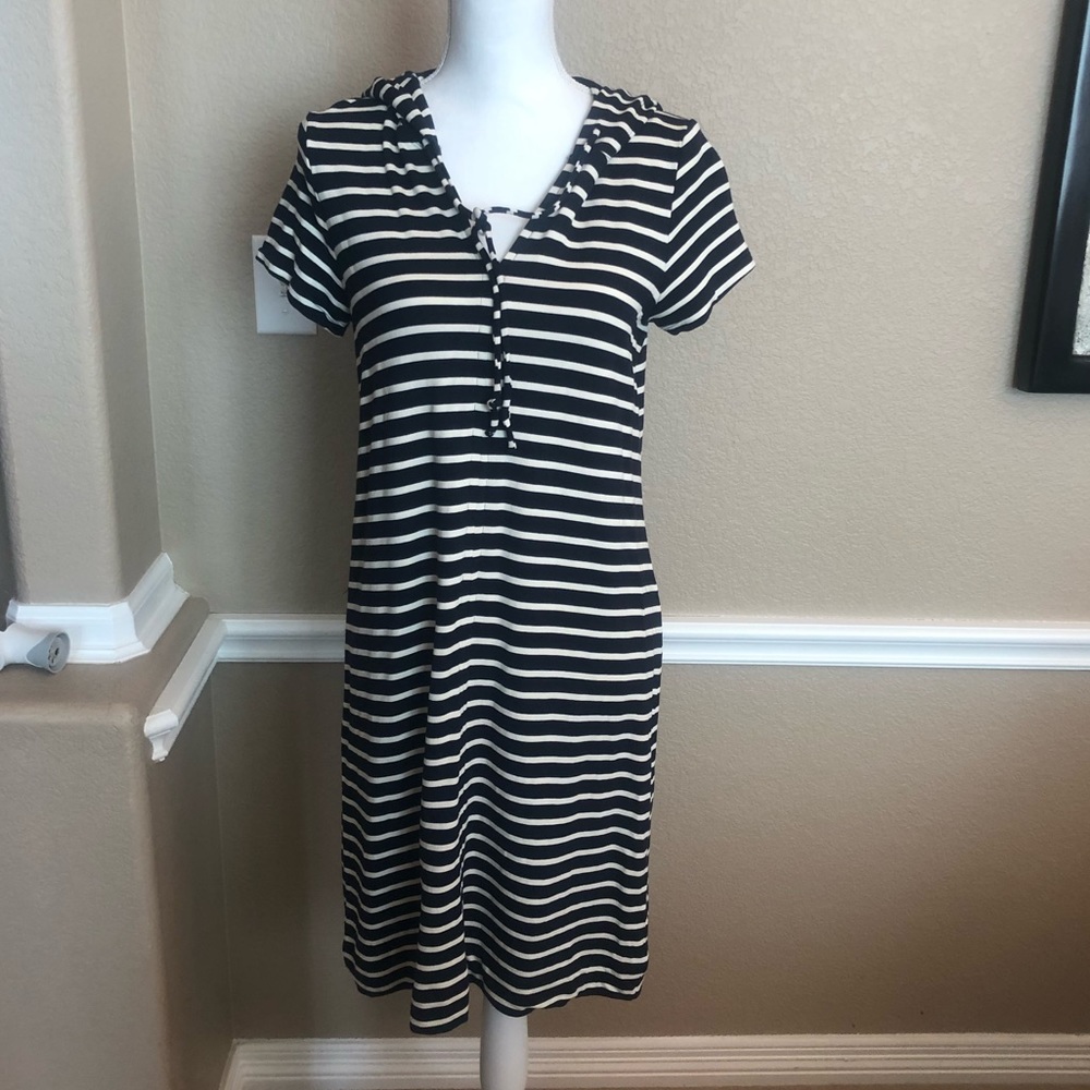 Navy/white striped Cabi Tshirt dress